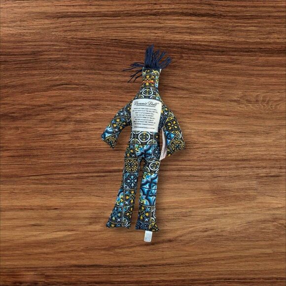 Dammit Doll Stress Relief Toy With Tile Pattern & Yarn Hair  Blue Yellow Black P - Picture 2 of 8